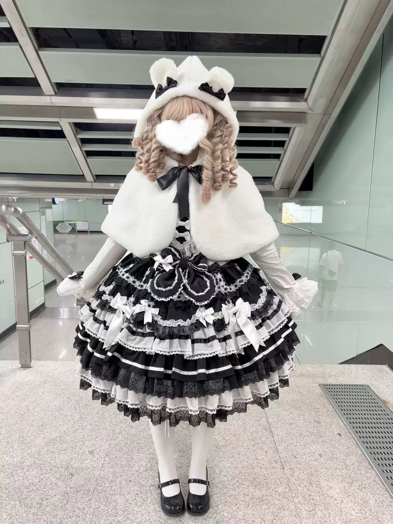 Princess Bear - Princess Lolita JSK Dress Set With Tiered Ruffles 43211:770920