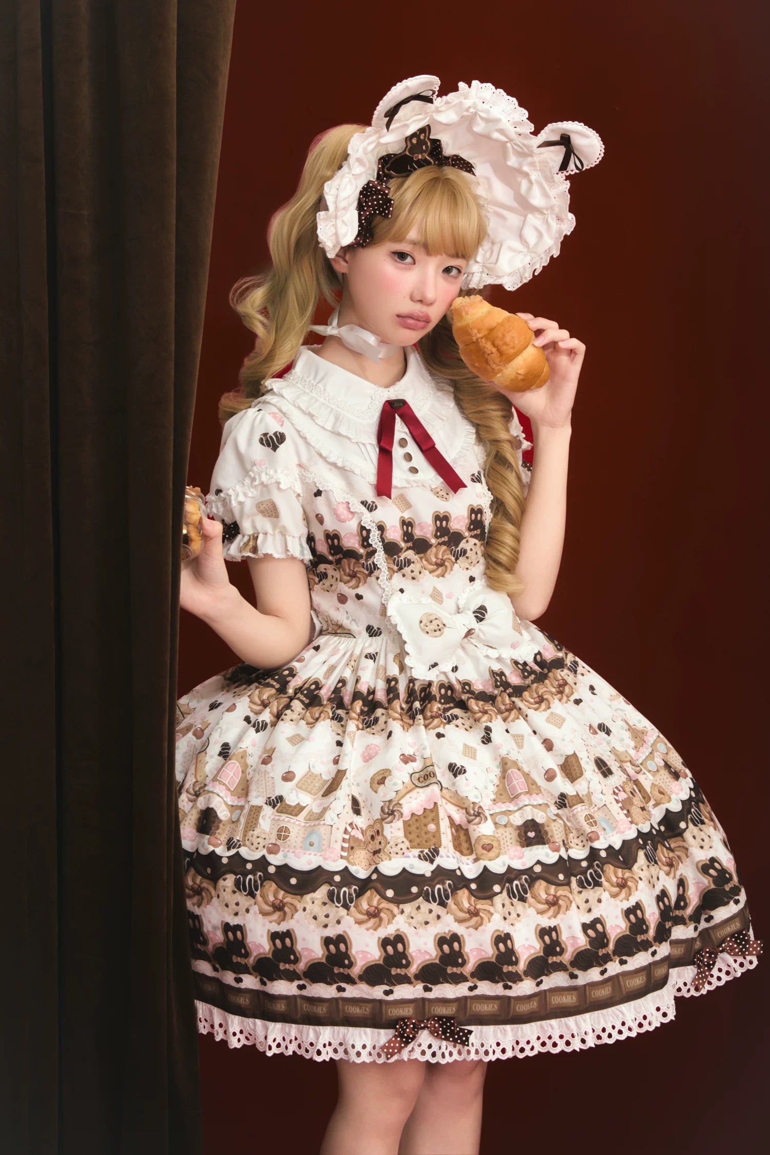Bunny Gingerbread House - Kawaii Lolita Printed OP Dress with Bows