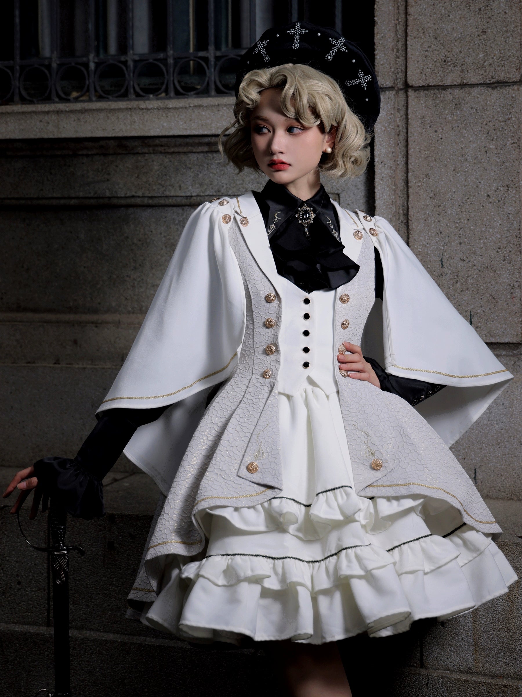 (BFM)SilentMars~Law of the Fallen Moon~Retro Lolita Vest Coat Suit Knight Style Skirt (2XL L M S XL) 33474:421154