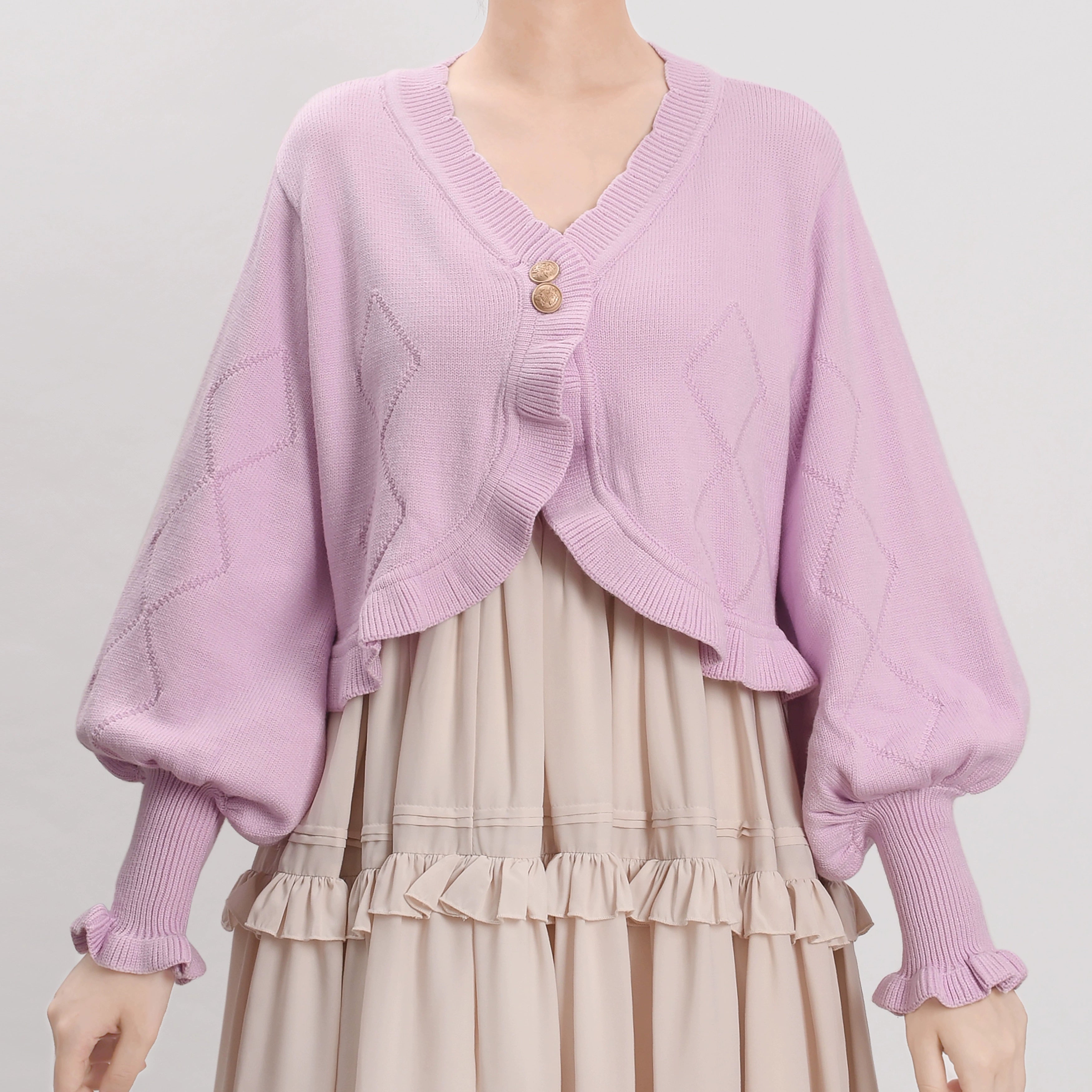 MIST - Cookie - Vintage Lolita Cardigan, Short Sweater (L M S / Pink) 31538:369564