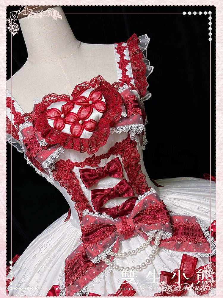 Shuang Sheng Xiao Xiong - Heart of Love - Sweet Lolita Wedding JSK, Bow Details 44306:803148