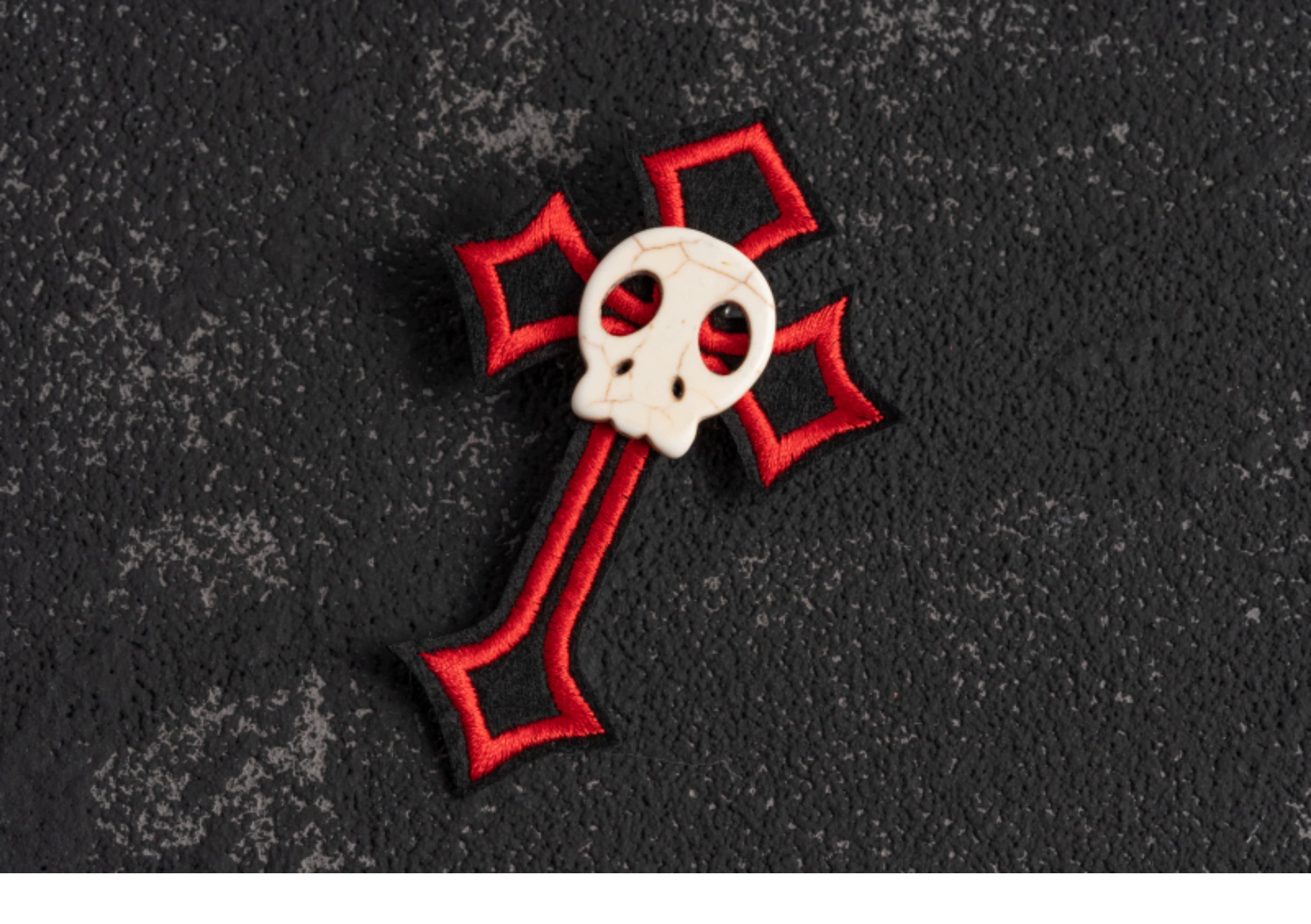 Strange Sugar~Gothic Hair Accessories Set Skulls Sharks Lolita Clips Headbands No.5 Small Skull Red Cross Hair Clip 36666:533342