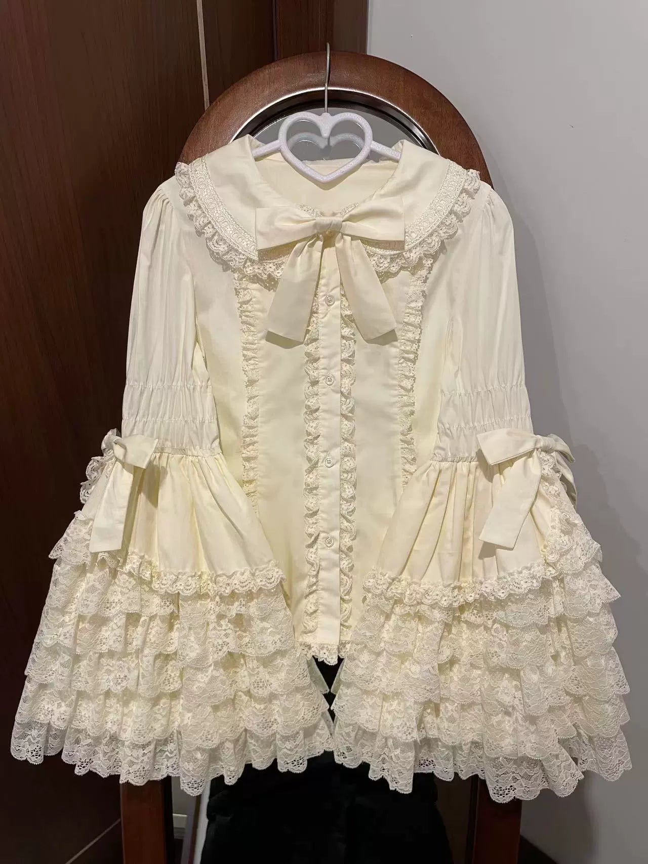Mengfuzi - Cannelés - Elegant Lolita Cotton Blouse, Hime Sleeve S Ivory Imitation Cotton (2.0 version)