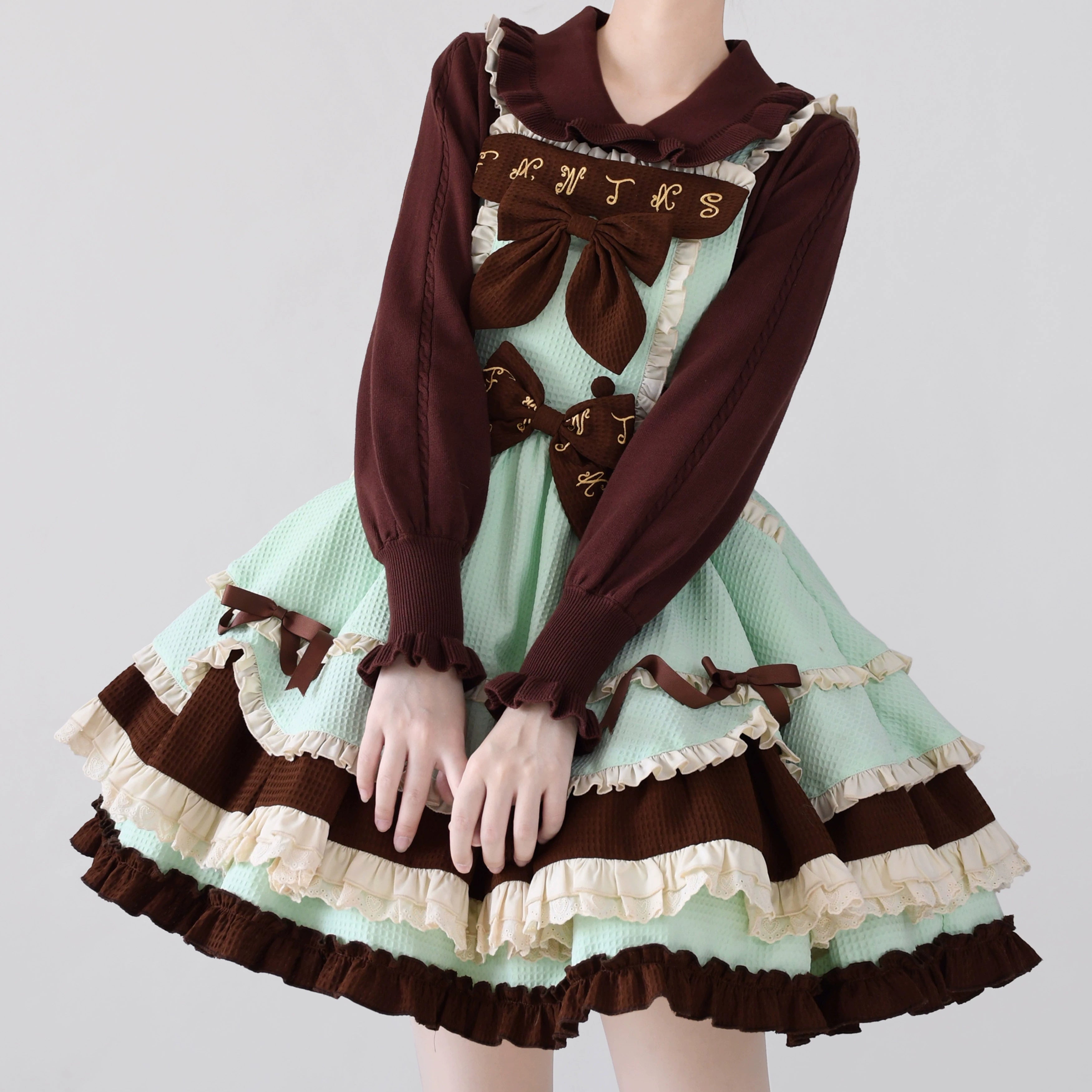 MIST - Japanese Style Lolita Sweater Puff Sleeves Knit Undershirt