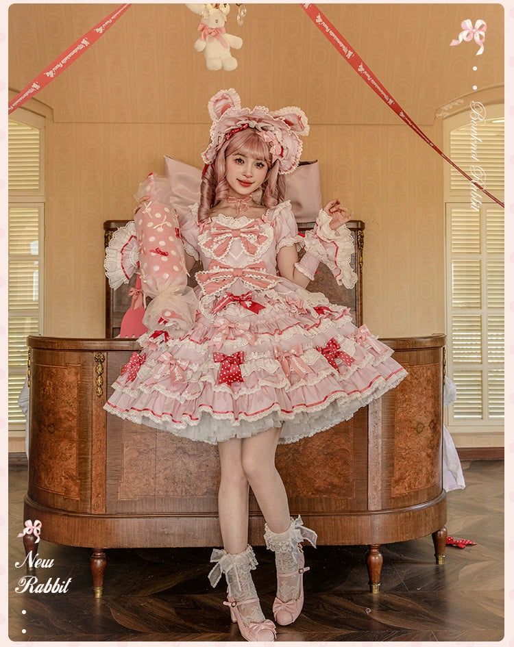Mademoiselle Pearl~Bow Bunny~IP Collab Sweet Lolita OP Dress Bow JSK OP 38022:578572