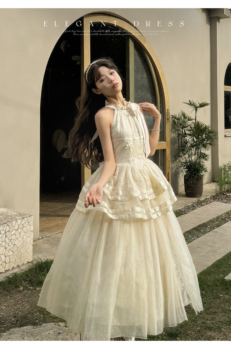 Urtto - Moonlight Dance - Elegant Lolita Halter-neck JSK Dress in Ballet Style