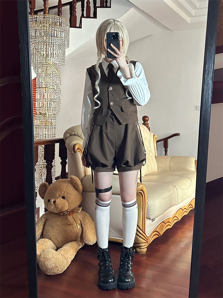 Letters from Unknown Star - Detective Rabbit Kiri - Spring Ouji Lolita Outfits Backpack Pants and Vest