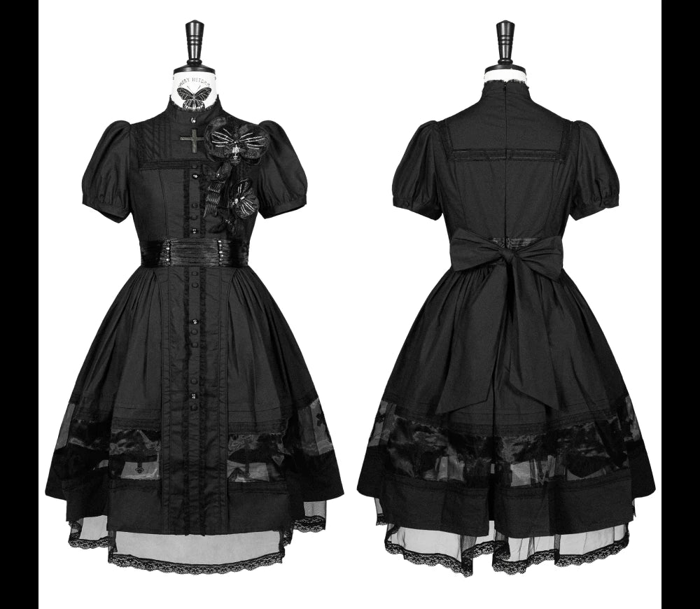 Ghost Orchid - Gothic Lolita OP Dress, Embroidered Cross 45137:835486