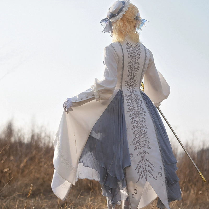 Forest Fluorescent Carps - Crumbling Skeleton - Ouji Lolita Vest Fishbone Embroidery Prince Pants Suits