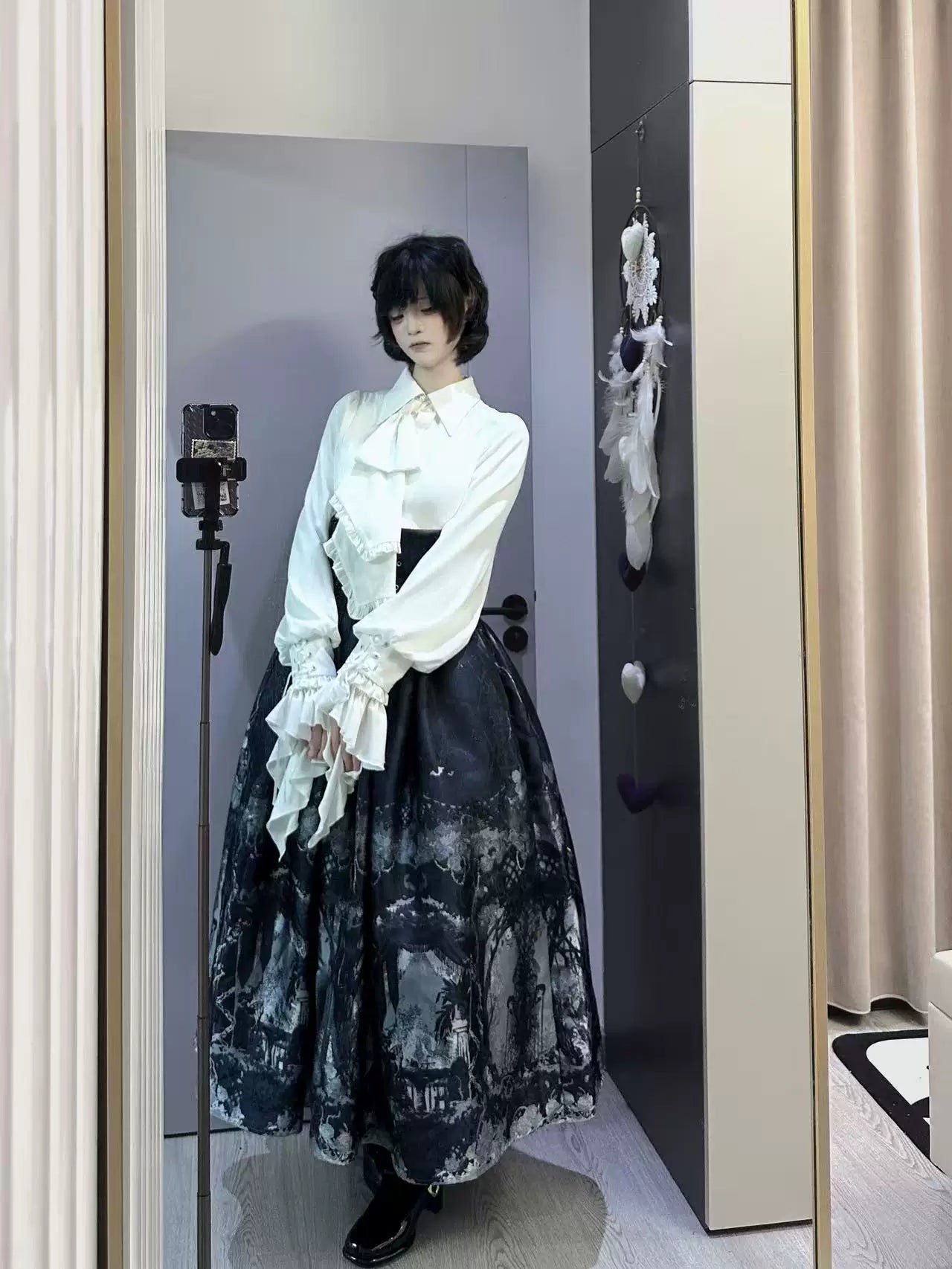 Moon Knight - Ouji Lolita Lantern Sleeve Blouse, Detachable Cuffs