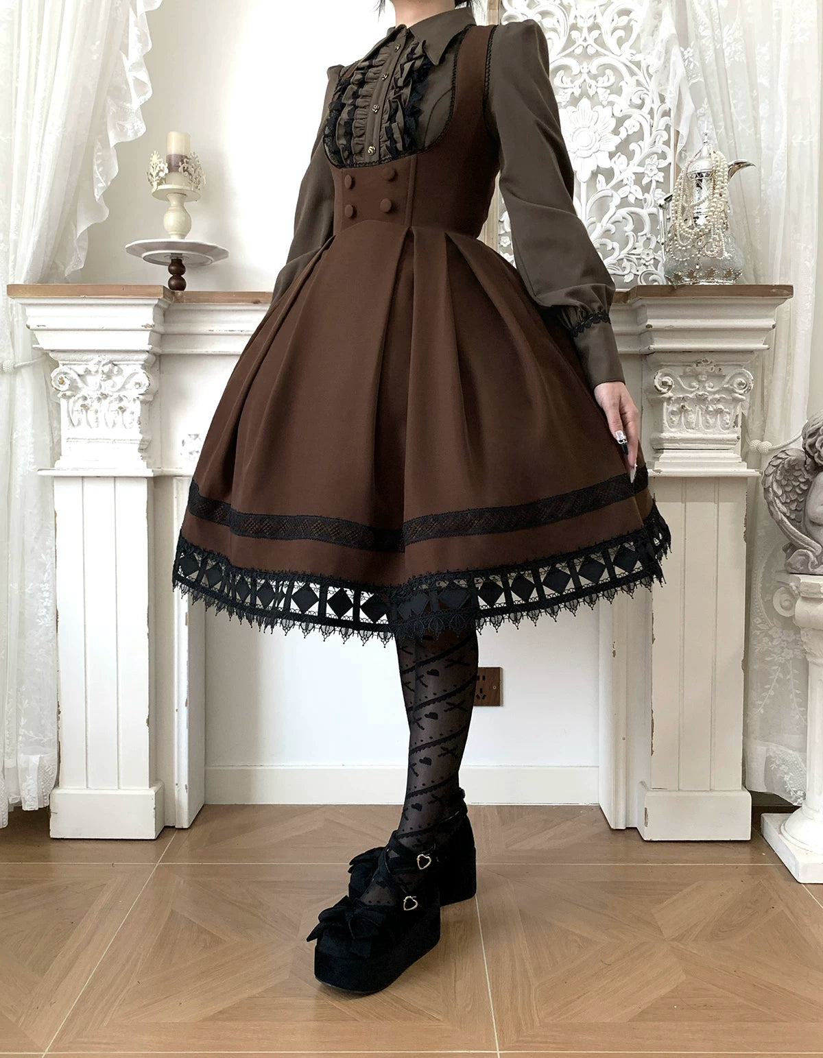 Serenade - Bust-Supporting Elegant Lolita JSK Dress, Three Length Styles 44419:807399