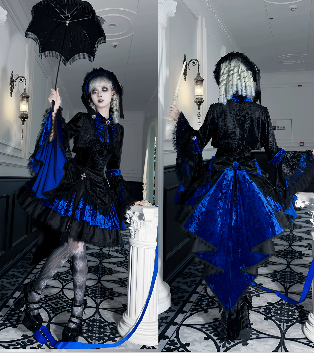 Dark Raven Poem - Gothic Lolita JSK & Bolero Dress Set, Diamond Velvet 45967:869802