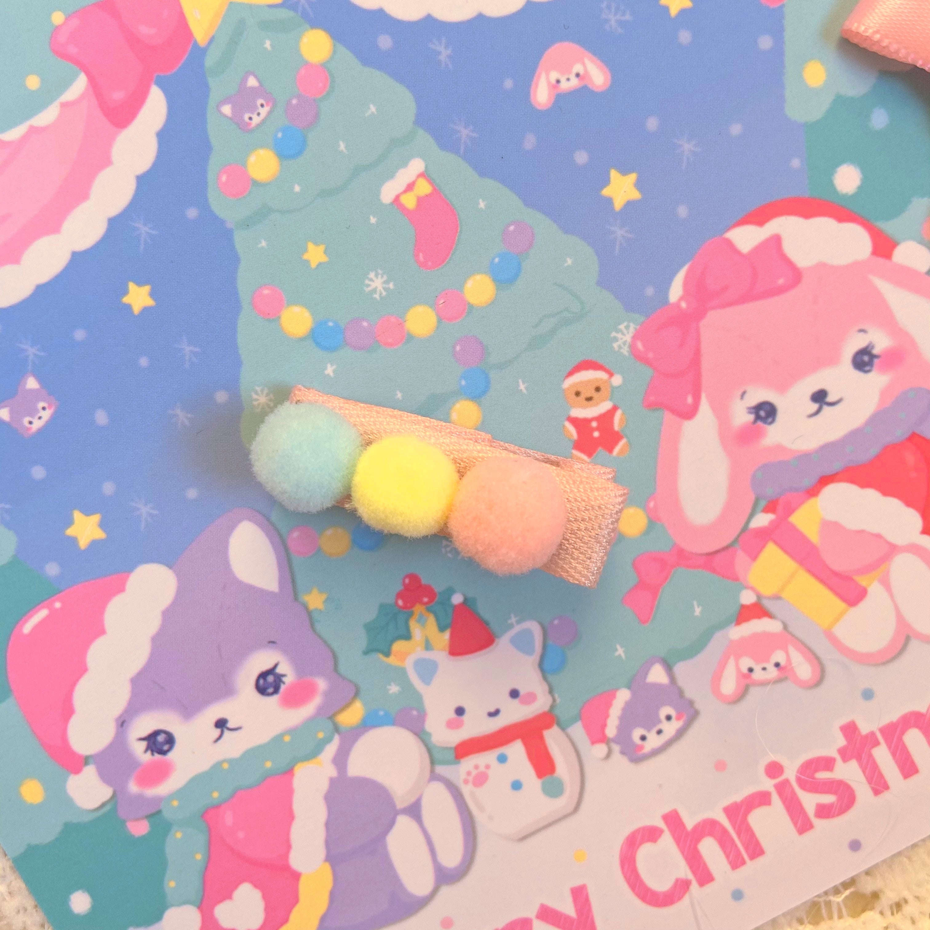 Bear Doll - Candy Color - Lolita Cute Candy-shape Headdress Accesory floral 3 balls hairclips