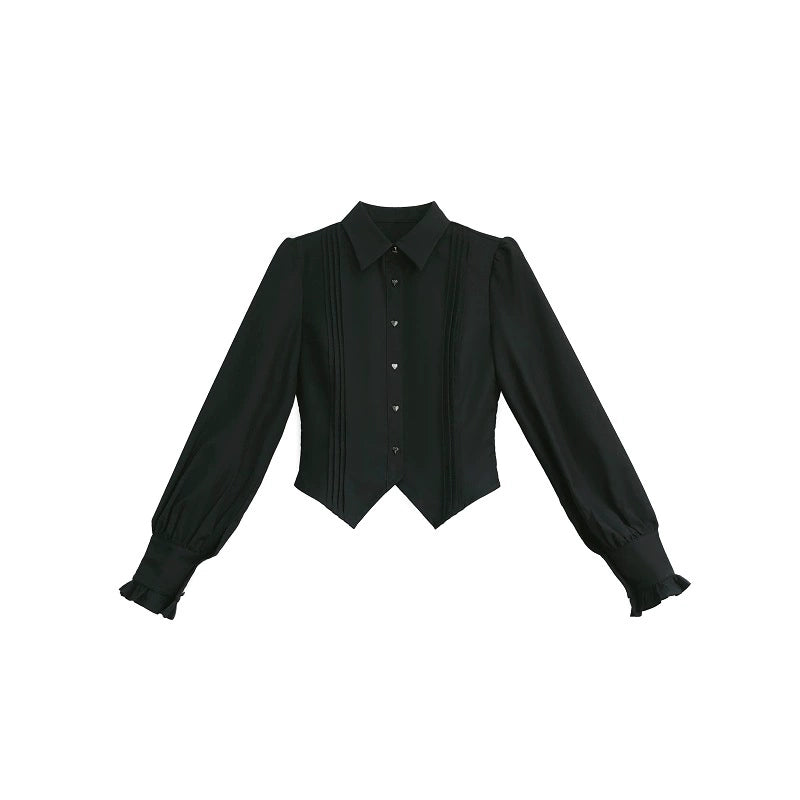 HuTaoMuJK - Madeleine - Classic Lolita JSK Suit Black Lolita Blouse and Coat Black shirt only S