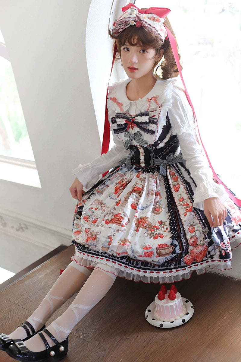 Balladeer - Strawberry Manor - Sweet Lolita JSK Dress, Strawberry Print 43417:798447