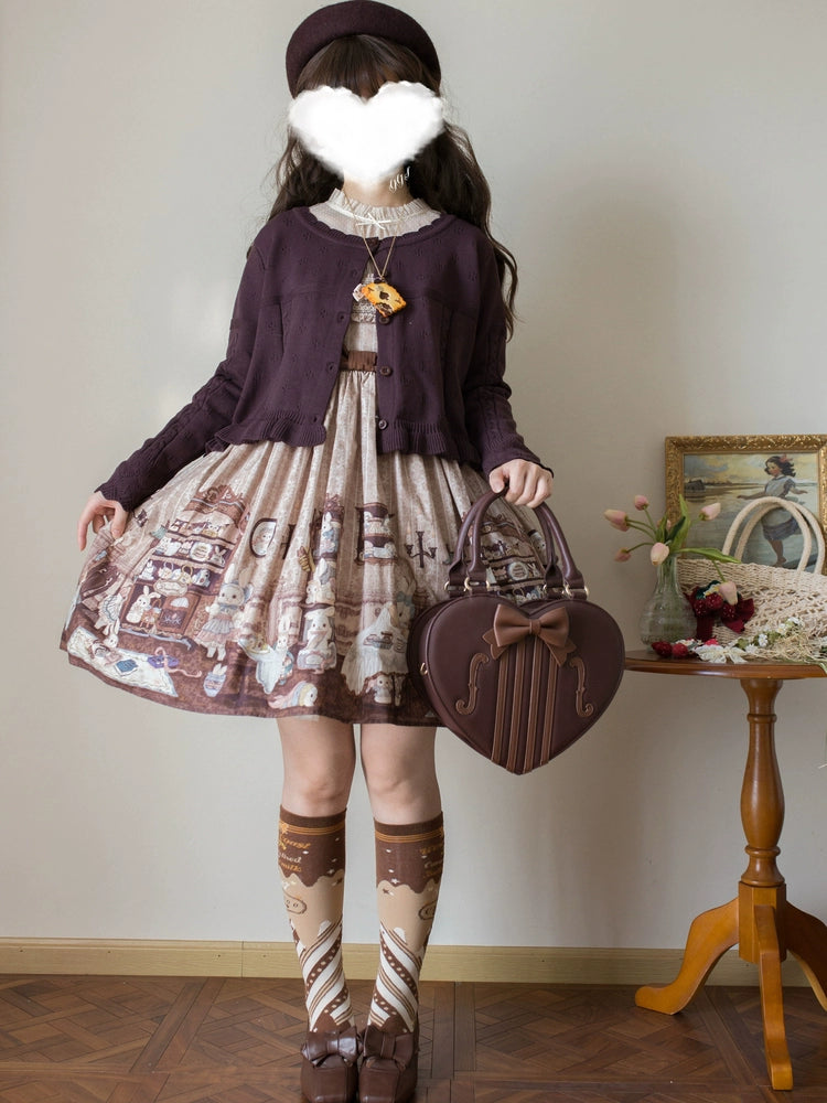 MIST - Kawaii Lolita Sweater Cardigan, Ruffled Lace Hem 43896:789167