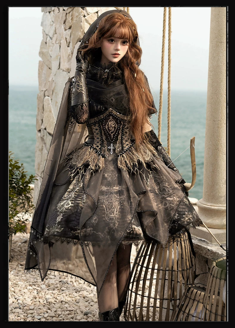 Bone Dragon - Gothic Lolita Corset JSK Dress Set with Embroidery 45654:856875