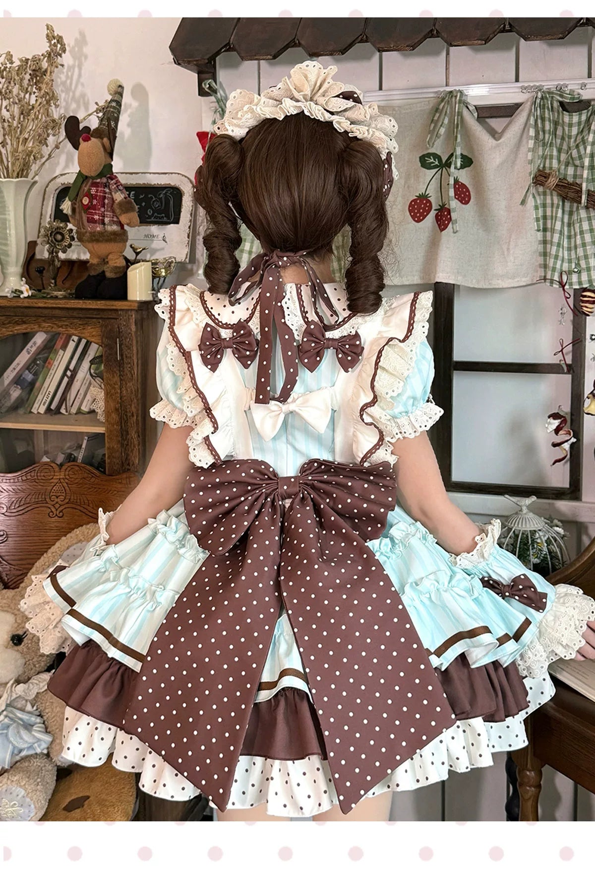 Honeyed Oath - Sweet Lolita Polka Dot OP Dress, Detachable Apron