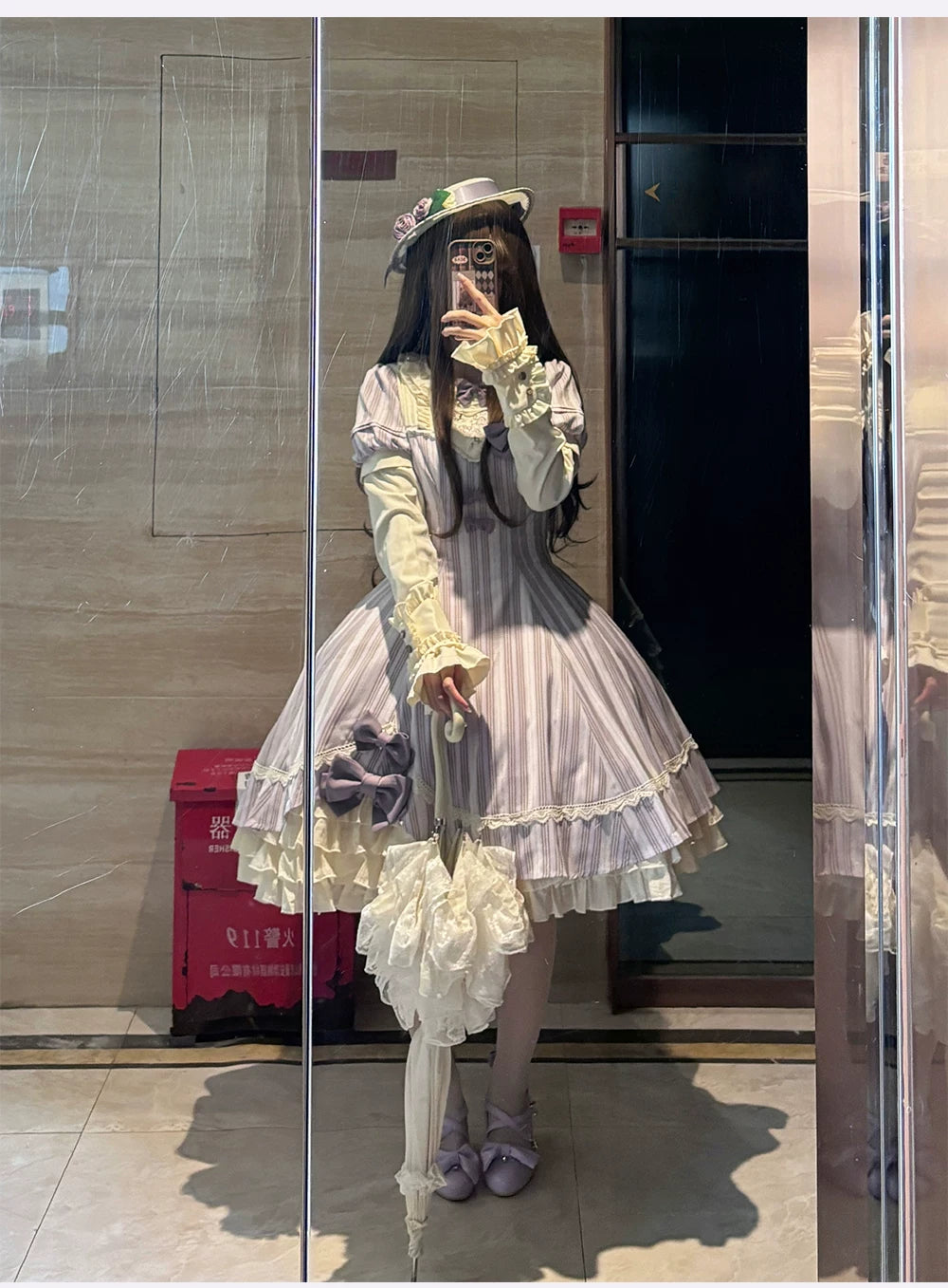 Phalaenopsis - Classic Lolita Phalaenopsis Embroidery OP, Detachable Sleeves