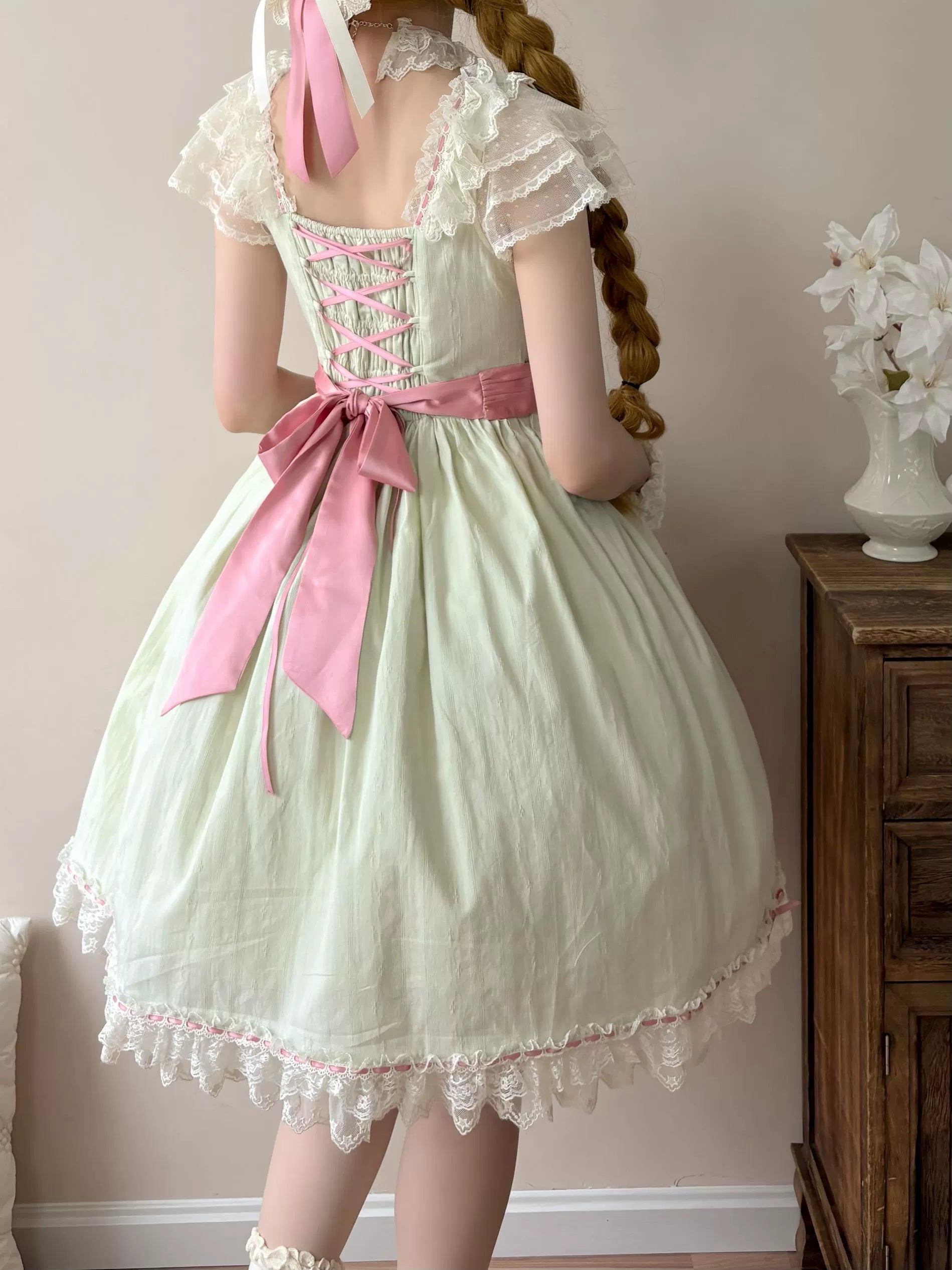 Uncle's Workshop - Fluttering Cherry Spring Strings - Cotton Sweet Lolita JSK Dress 42196:776679