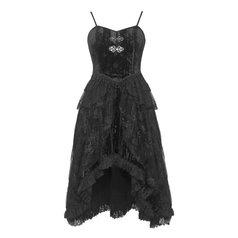 Blood Supply - Misty - Gothic Lolita Dress Black JSK Halloween S black velvet dark patterned lace dress