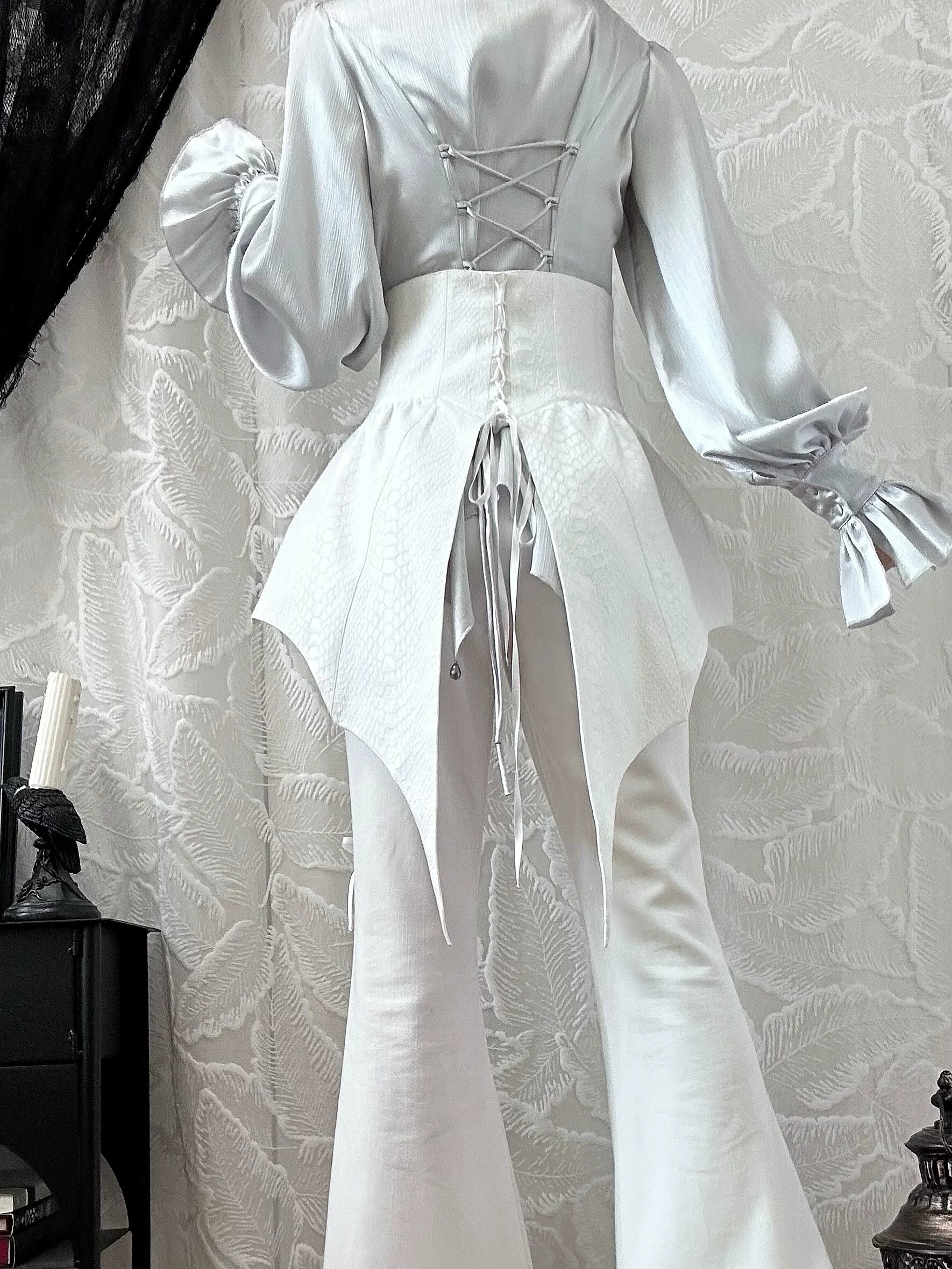 Blue Moon Bone Erosion - Gothic Lolita Waist Cincher, Bat Wing Hem 44453:809591