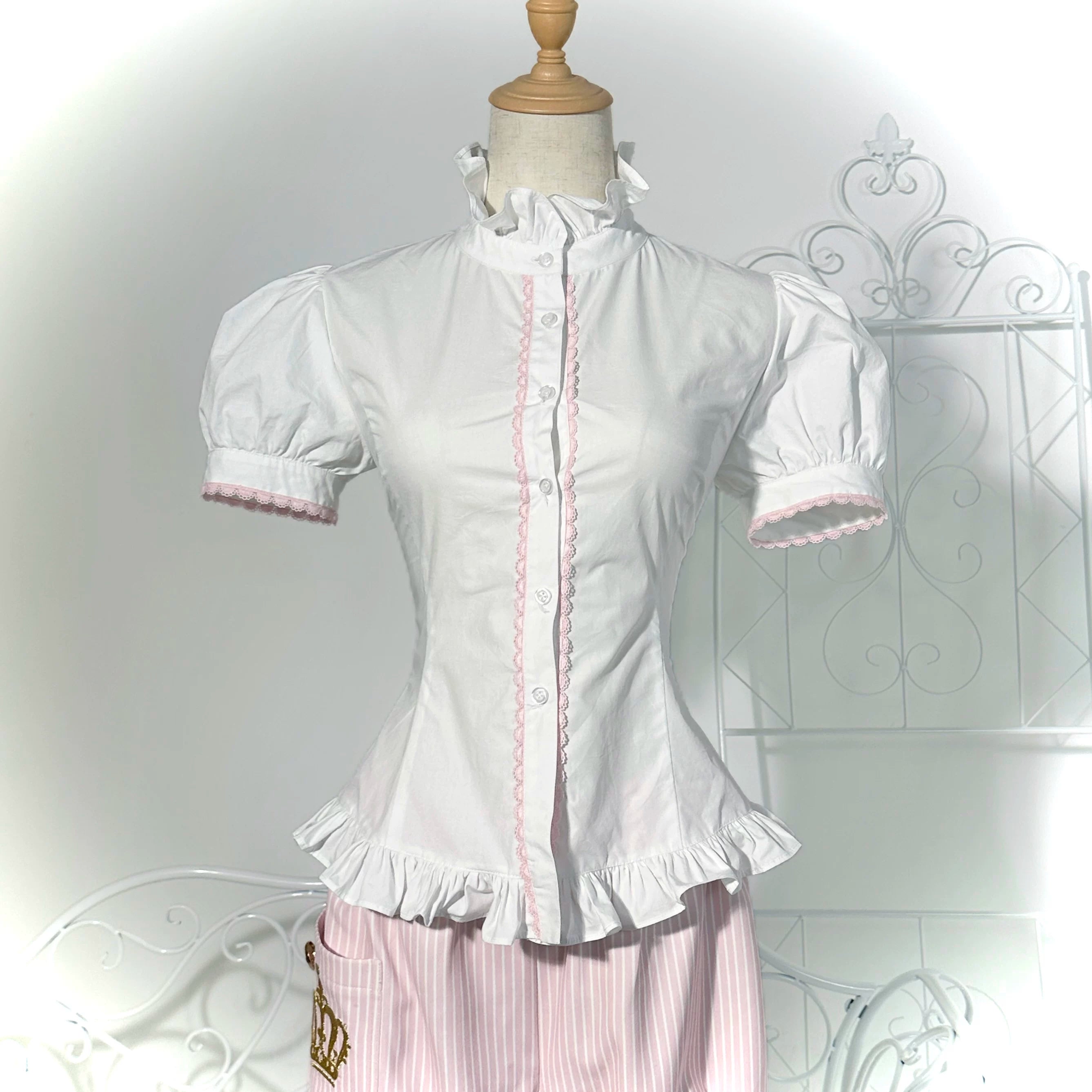 New Century Princess - Pink and Gold Old School Lolita Skirt & Vest Set (L M S XL) 45861:866057