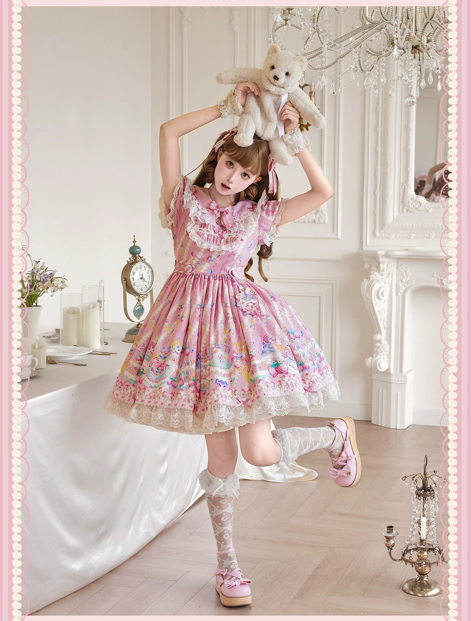 Macaron - Printed Sweet Lolita OP Dress, Old School Lolita JSK Available 45078:833992