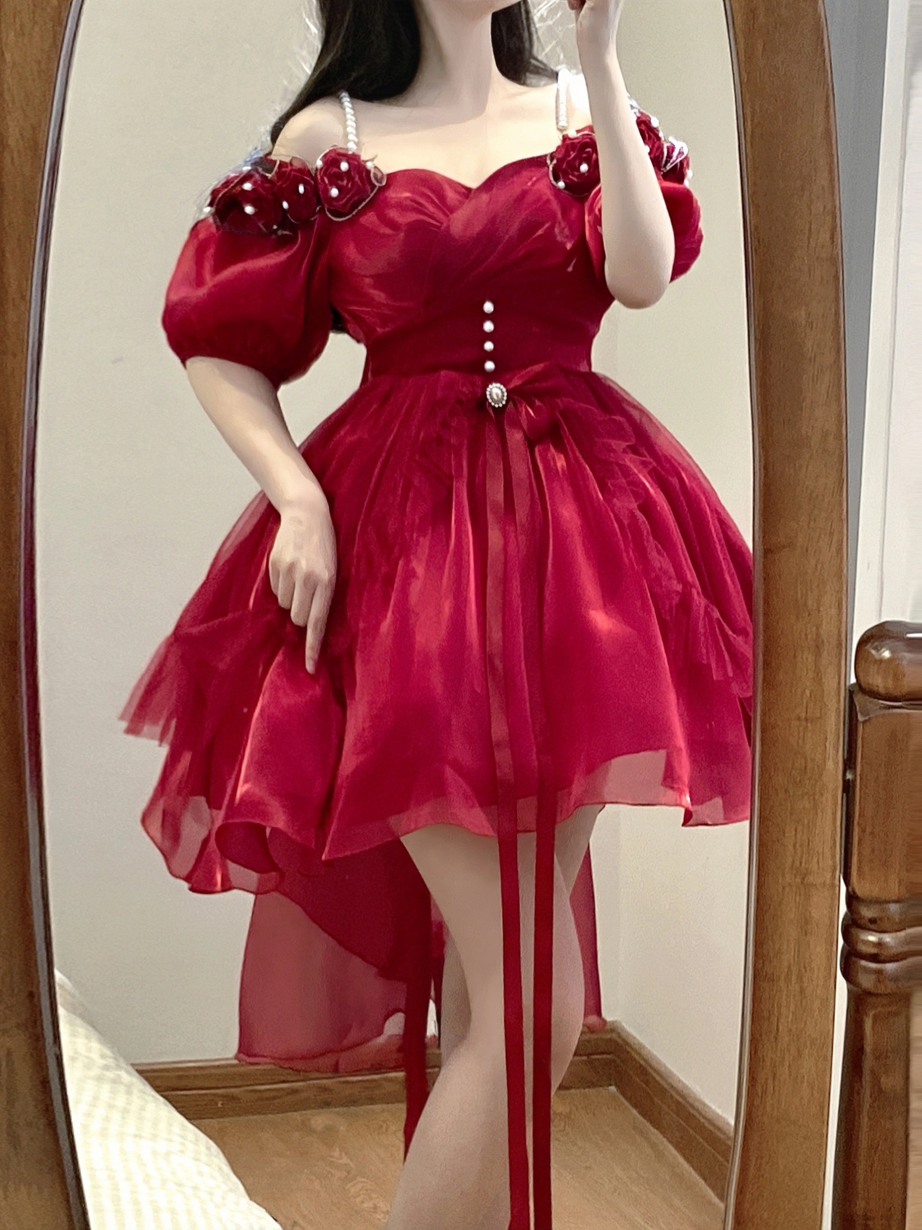 Meowing and fruity - Miss Dael Fairy Lolita OP Dress S Pomegranate Red Short Dress