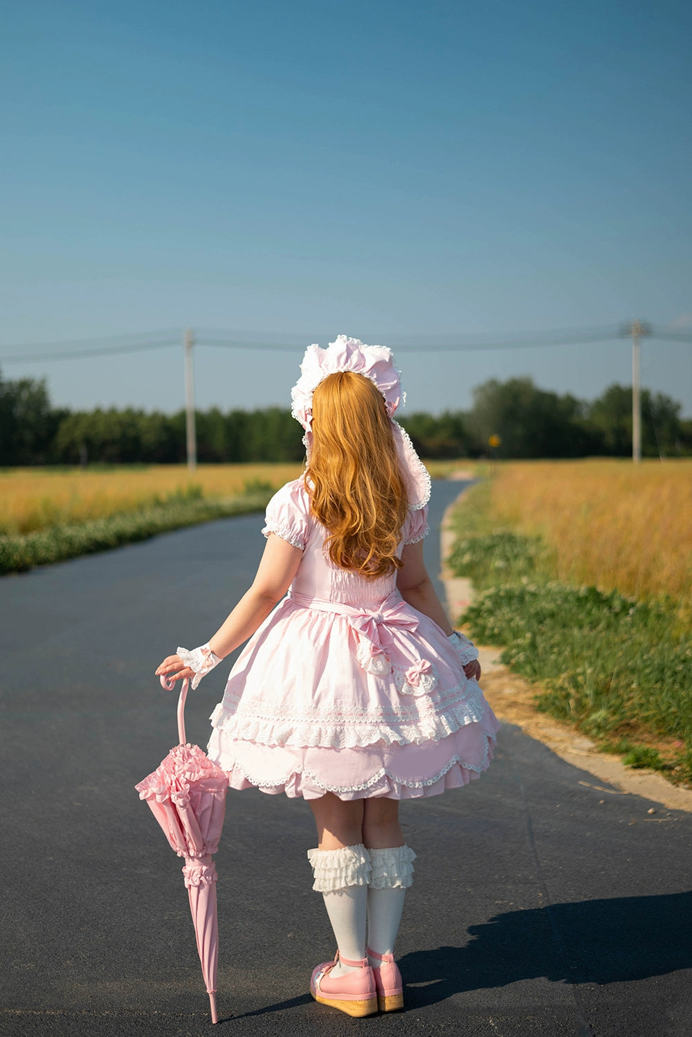 Miss Point - Vintage Petal Rabbit - Old School Lolita OP Cotton Dress With Petal-Shaped Hem 43135:768828