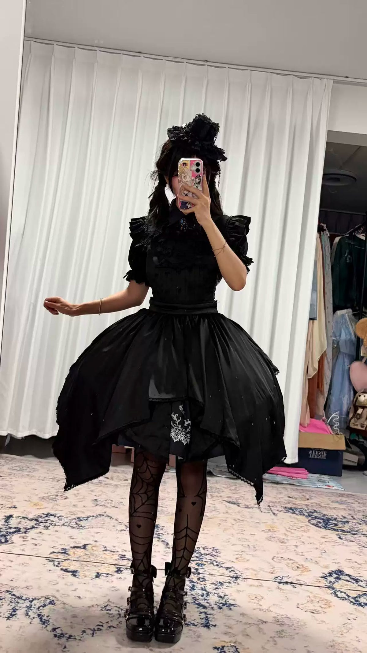 Star Remains Prayer - Elegant Gothic Lolita JSK & OP Dress Set, Cross & Moon Prints (L M S XL) 46014:872470