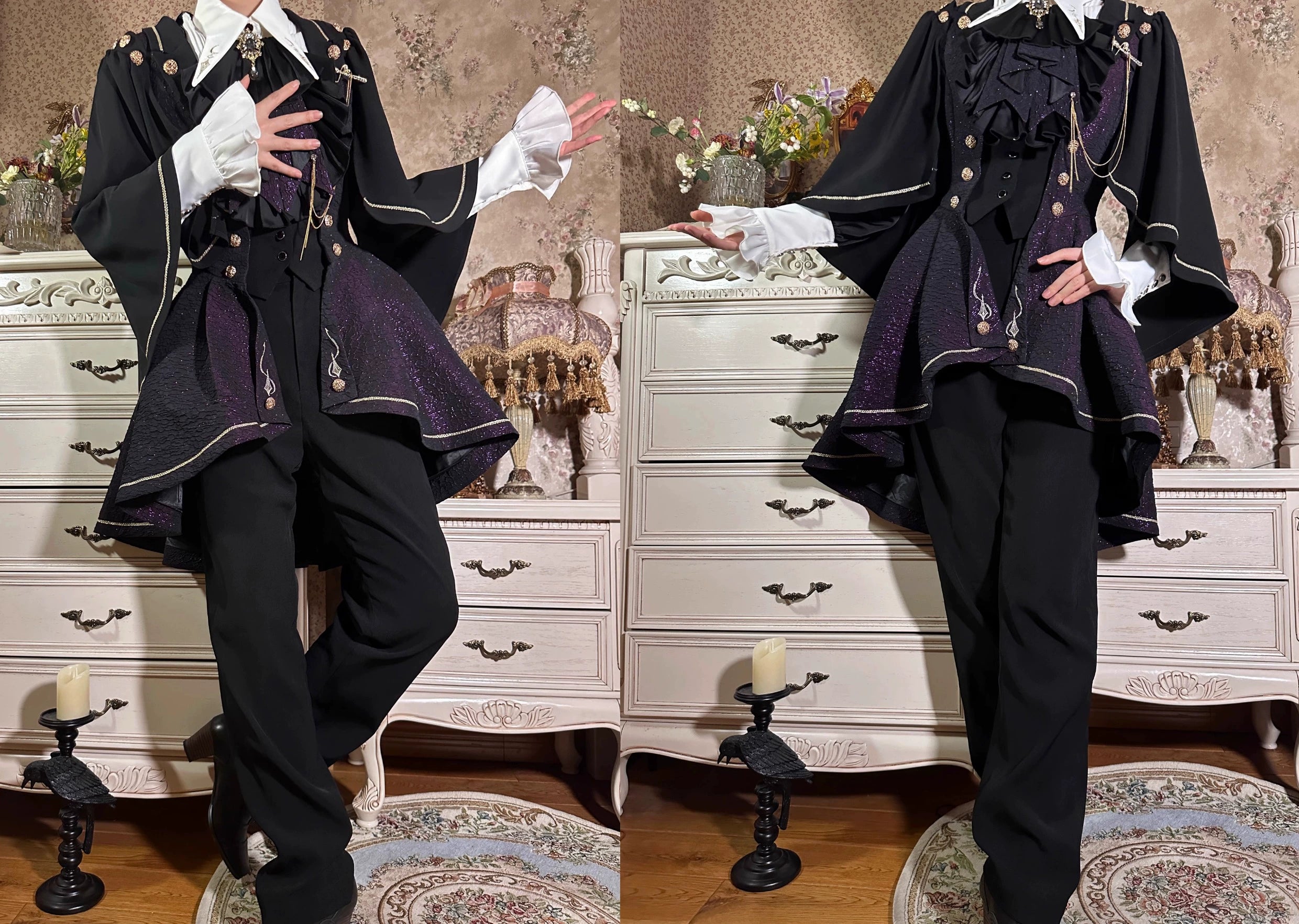 SilentMars~Fallen Moon Rule~Military Lolita Shirt Set Retro Knight Style Blouse 41196:687504