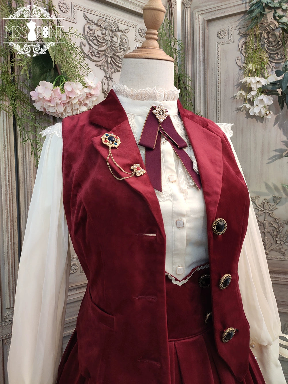 Miss Point~Rose Doll~Retro Lolita Vest Velvet Lolita Waistcoat 32516:392346