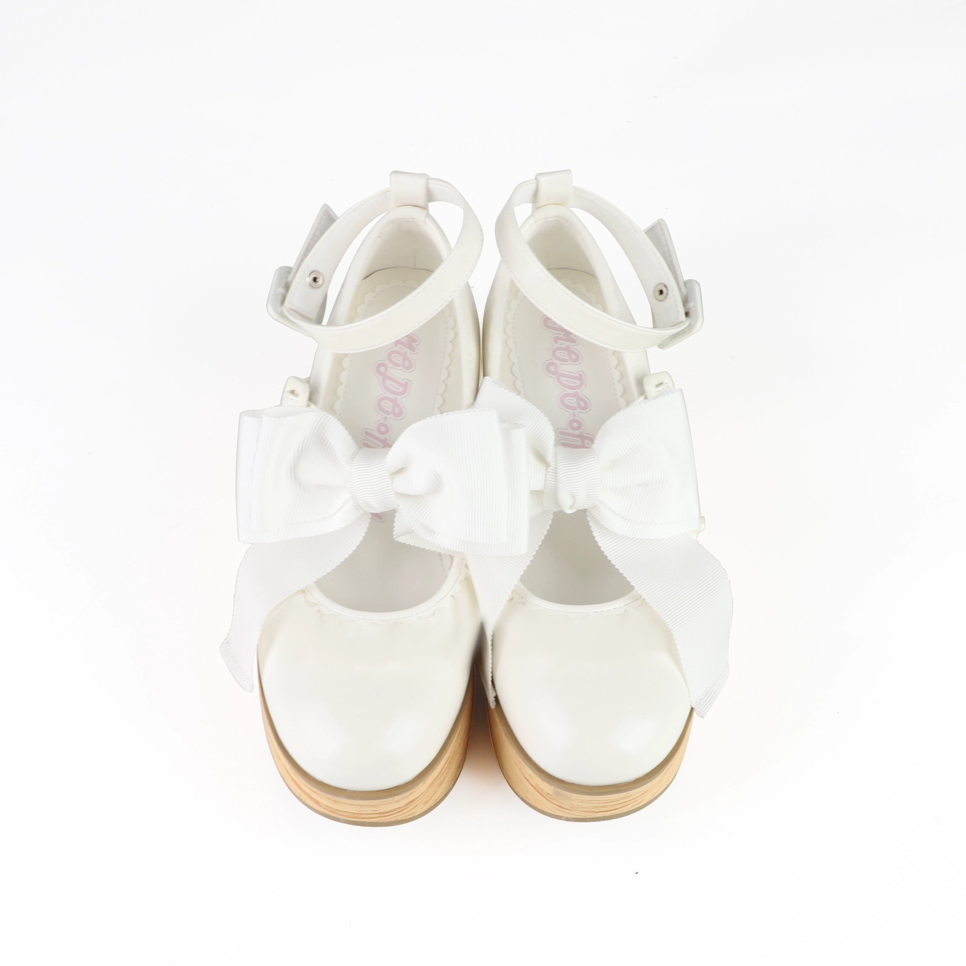 MODO - Shaking Platform - Kawaii Lolita Platform Heels Shoes, Detachable Bow White - No Lace Trim 35