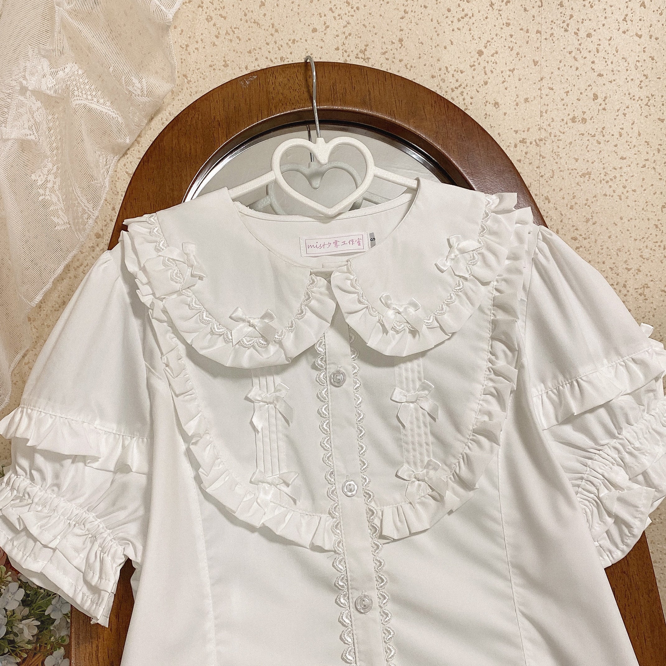 MIST - Creamy Condensed Milk - Kawaii Lolita Shirt Soft Girl Short-sleeved Milky white S