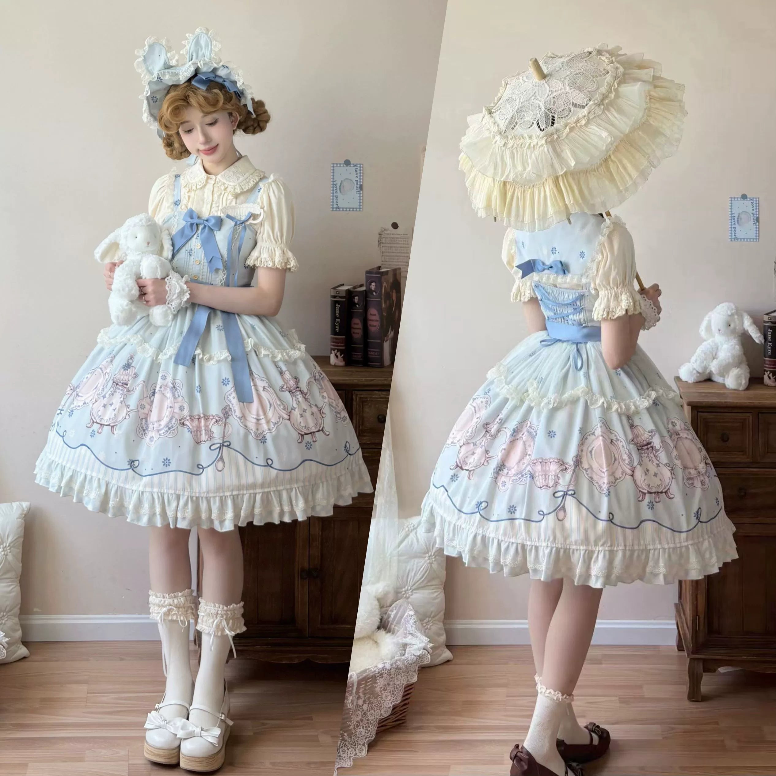 Uncle's Workshop - Veronica Spring Tea - Plate Printed Sweet Lolita Dress (L M S) 43485:778321