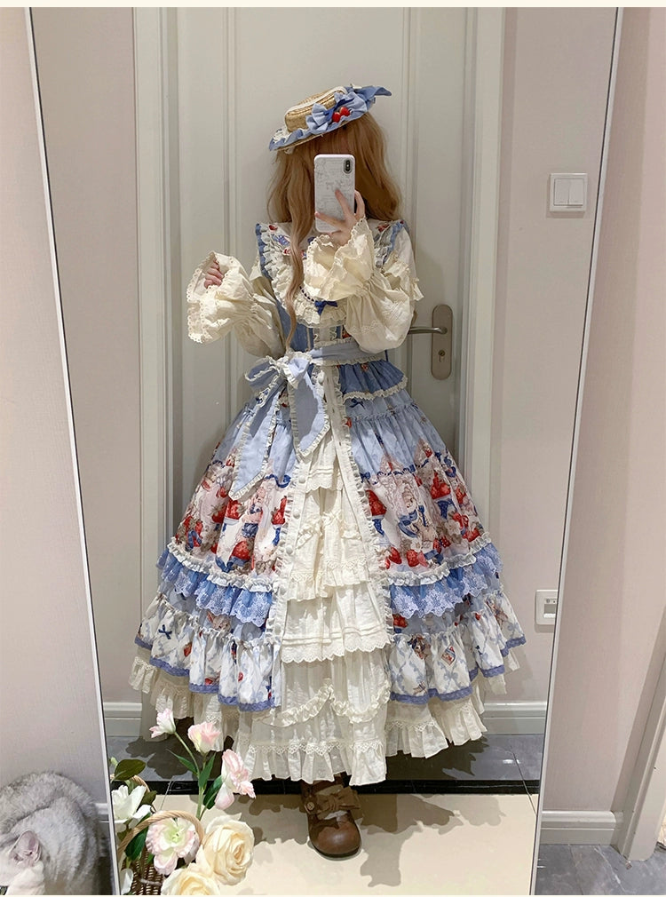 Honey Machine - Sweetheart Rabbit Berry - Country Lolita JSK & OP Dress Suit 44133:796180