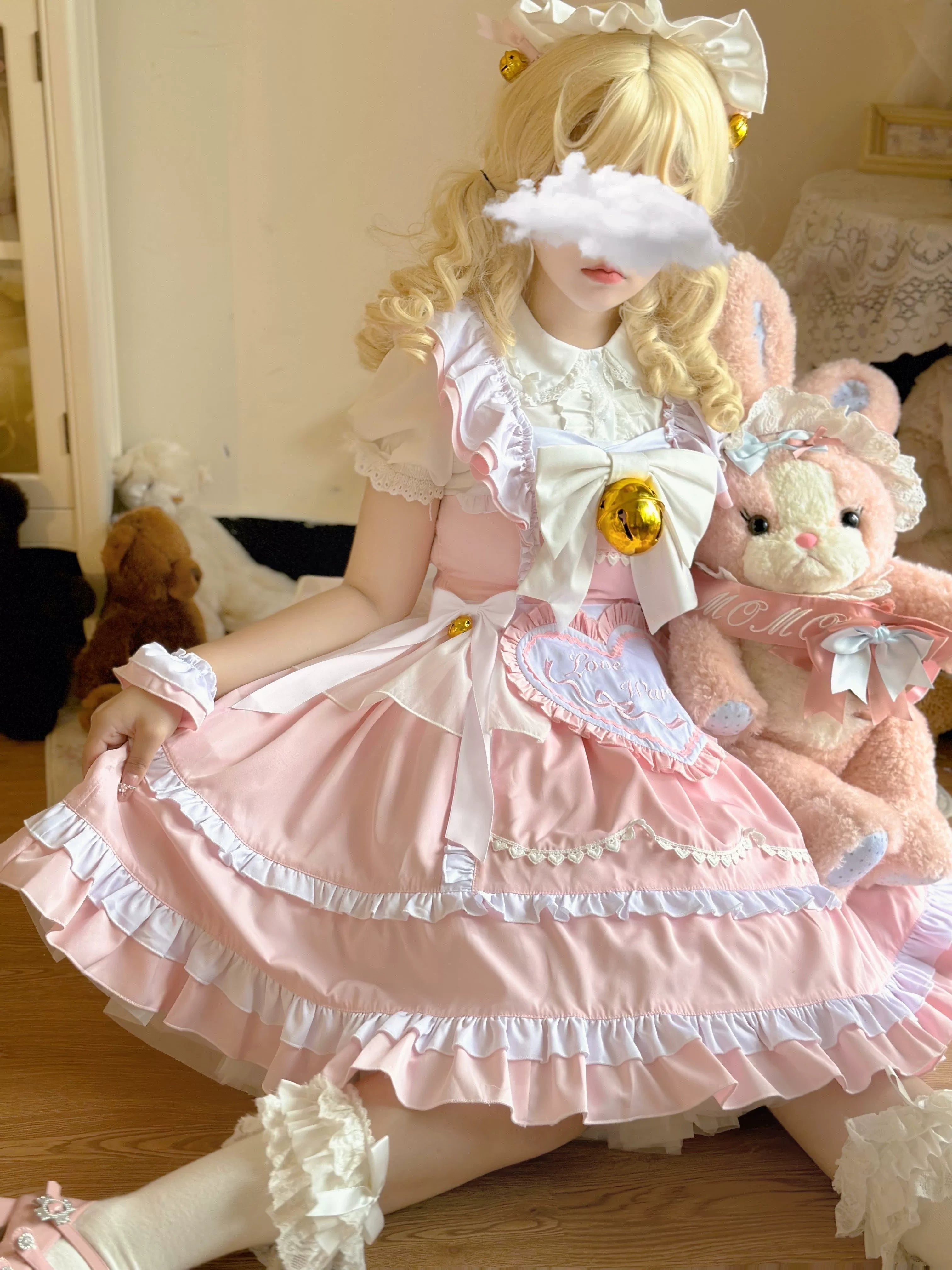 Sweetheart Chef - Sweet Lolita JSK Dress, Bell & Detachable Heart-shaped Apron