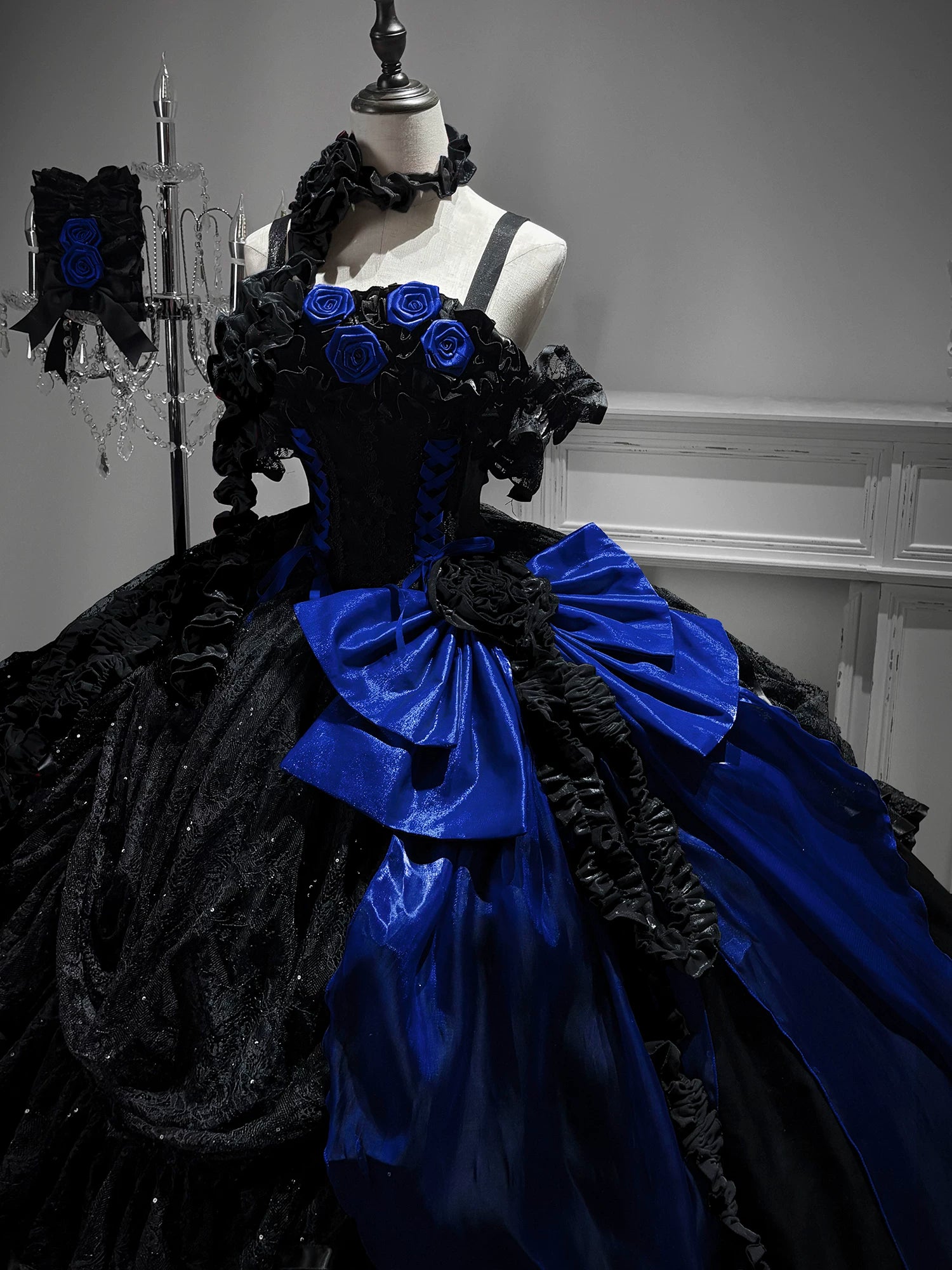 Silent Manor - Gothic Lolita Wedding Corset JSK Dress, Lift-Up Hem