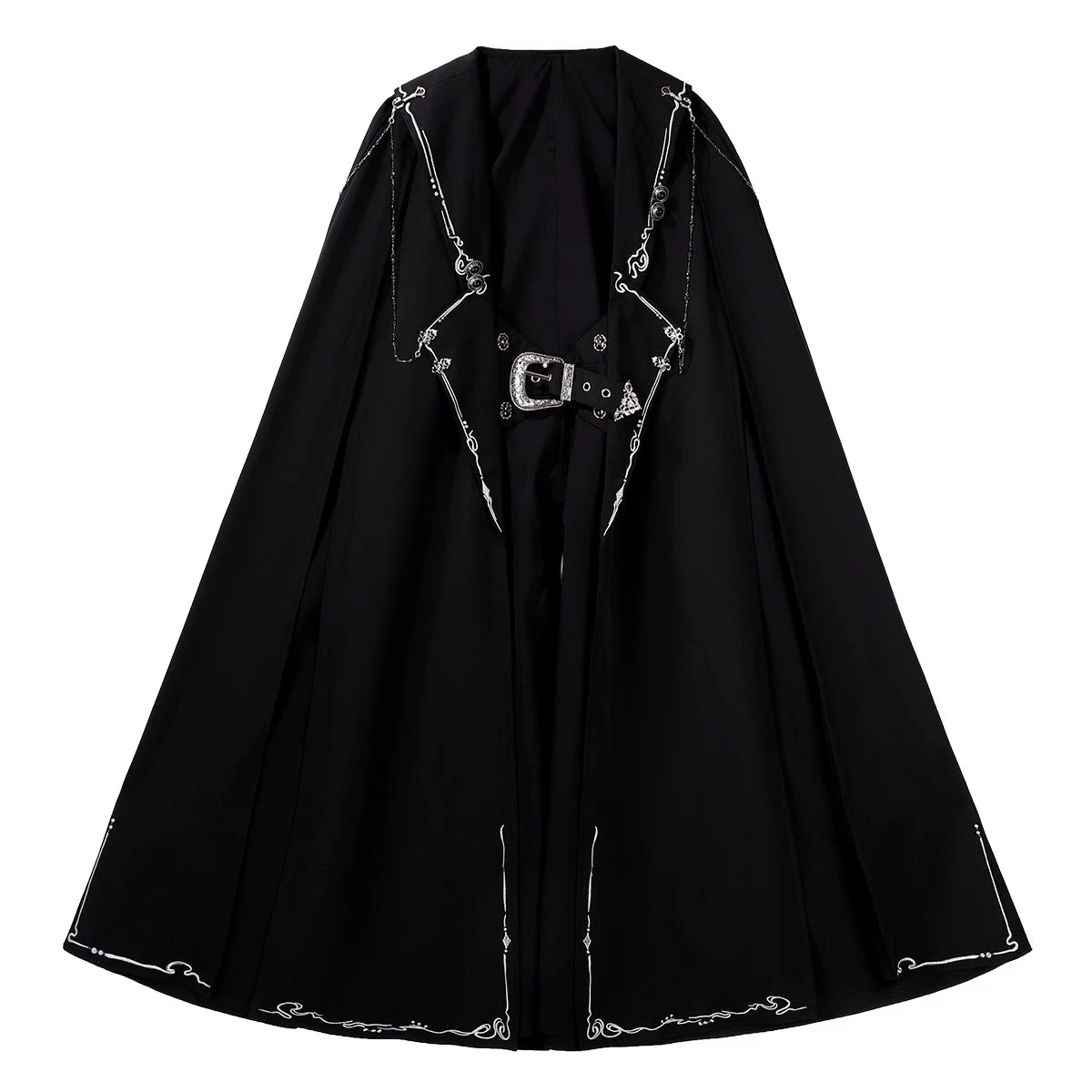 Hidden Crow - Ouji Lolita Cloak & Pants Suit, Silver-Thread Embroidery 46041:873237