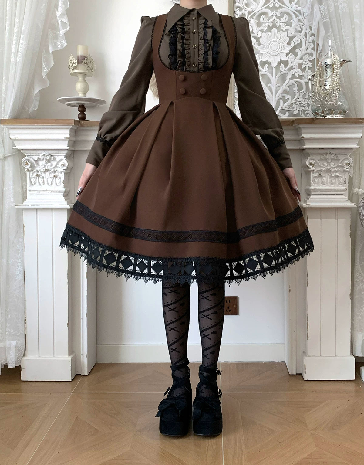 Serenade - Bust-Supporting Elegant Lolita JSK Dress, Three Length Styles 44419:807359