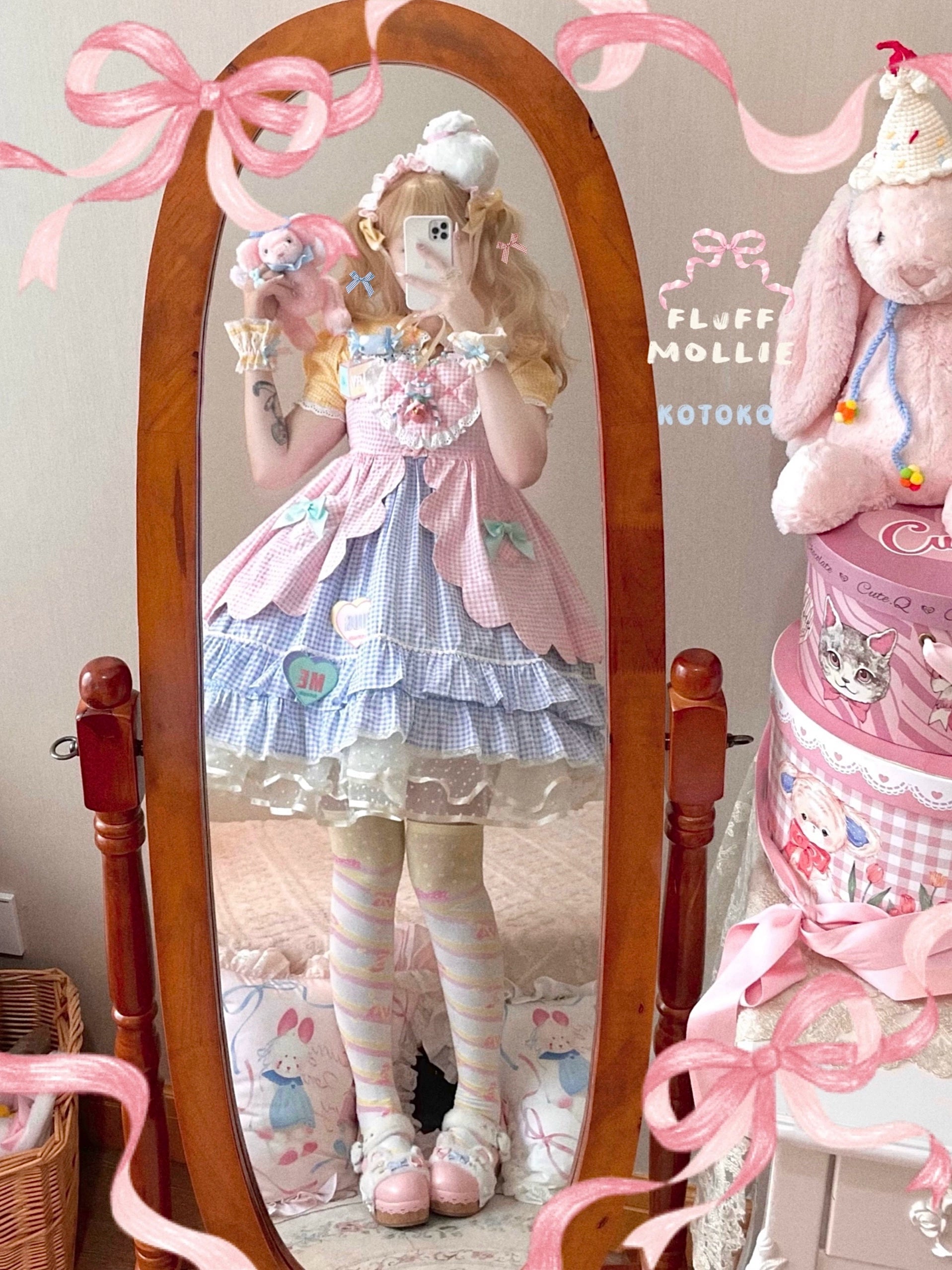 (BFM)Fluff Mollie~Bean Breakfast~Sweet Lolita Overskirt Daily Daily Petaled Skirt 33148:407564