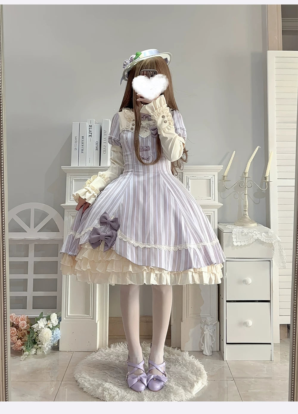 Phalaenopsis - Classic Lolita Phalaenopsis Embroidery OP, Detachable Sleeves