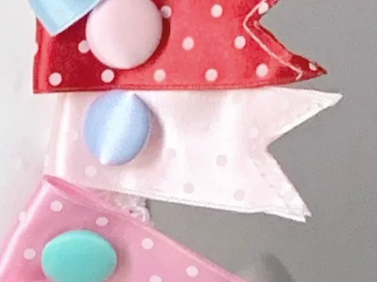 Kawaii Lolita Bunny Ear Hairband, Polka Dot Bow A Pair of Bunny Ear Clip (light pink with blue button) - not sold separately