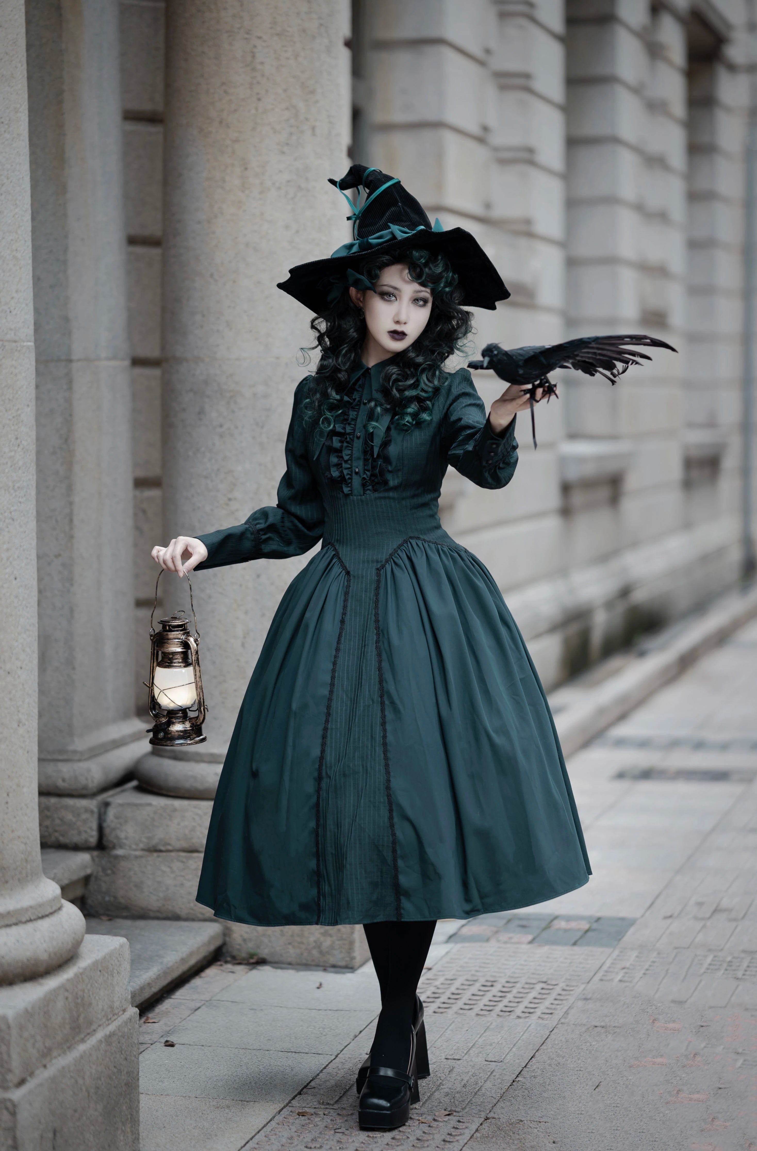 Lilizi - Redemption Song - Gothic Lolita OP Dress Cross Embroidery Tiered Hem