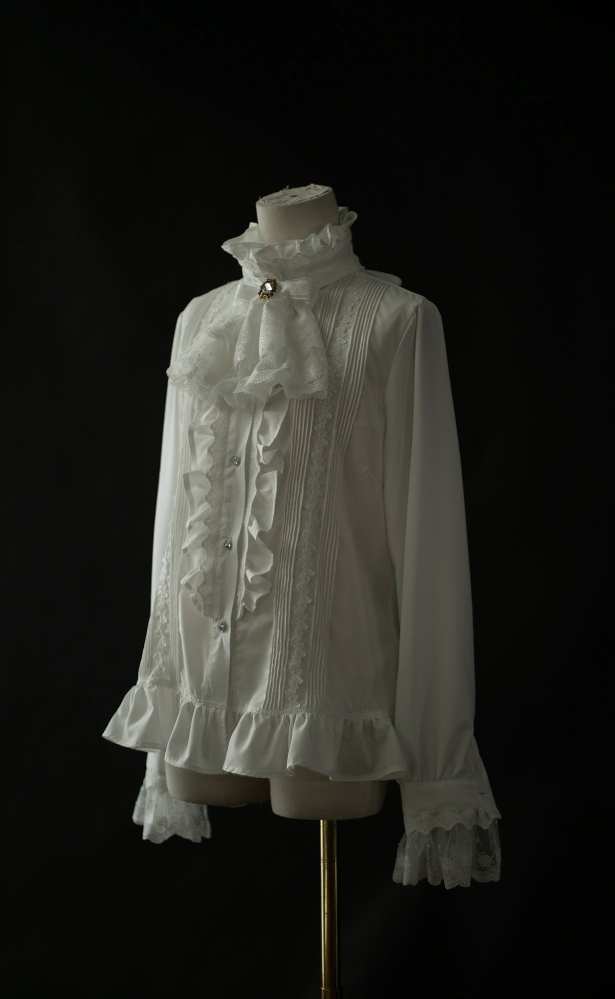 Sweet Dreamer - Elegant Ouji Lolita Blouse Long Sleeve Prince Lolita Shirt White blouse S