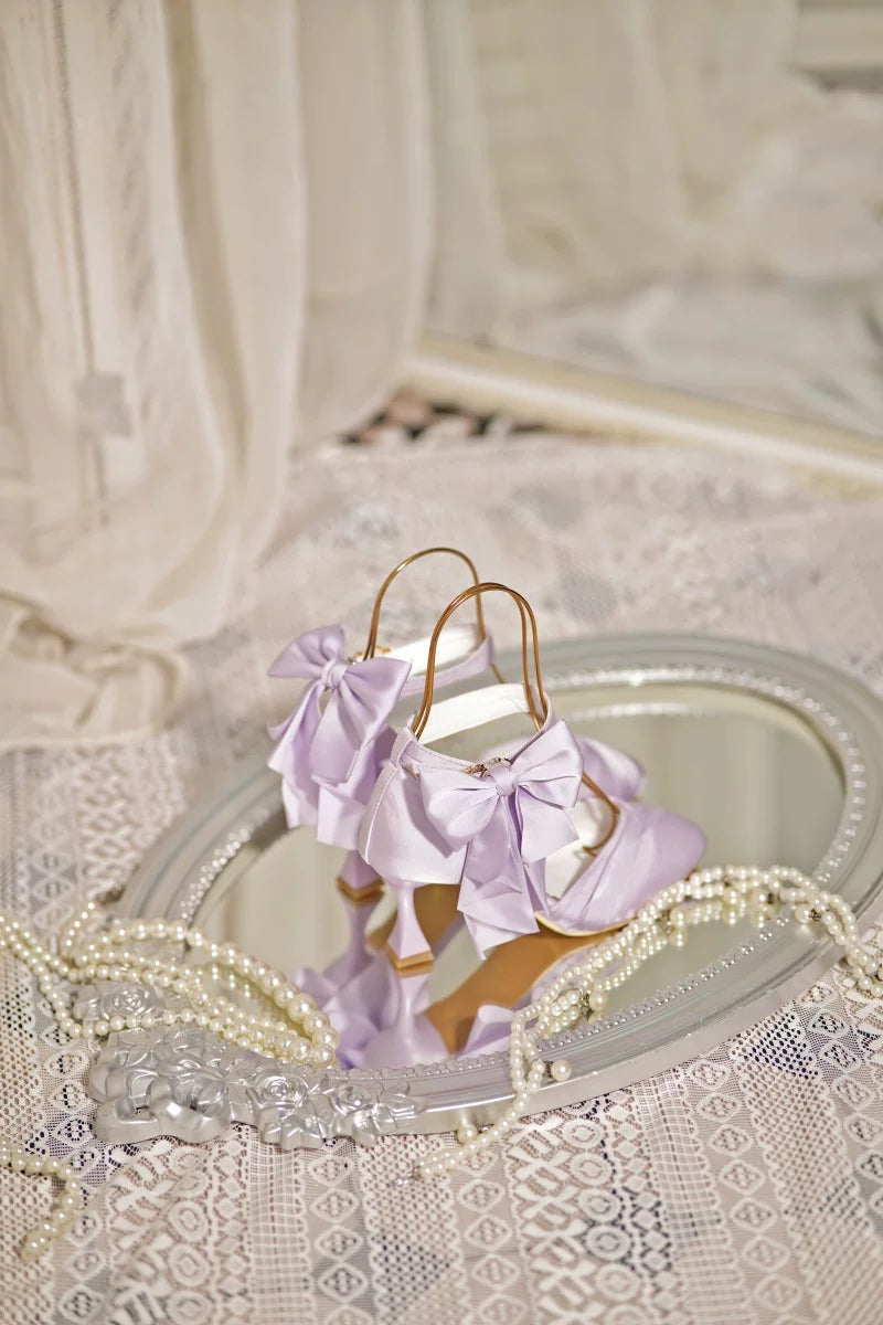 Coronation - Classic Lolita Wine Glass Shaped Heels Shoes, Detachable Bow
