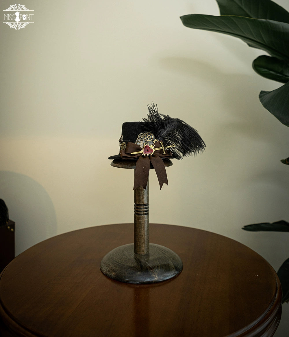 (BFM)Miss Point~Demon Hunter's Diary~Lolita Accessories Hat KC Necklace Brooch Waistband Black small hat 33510:426910