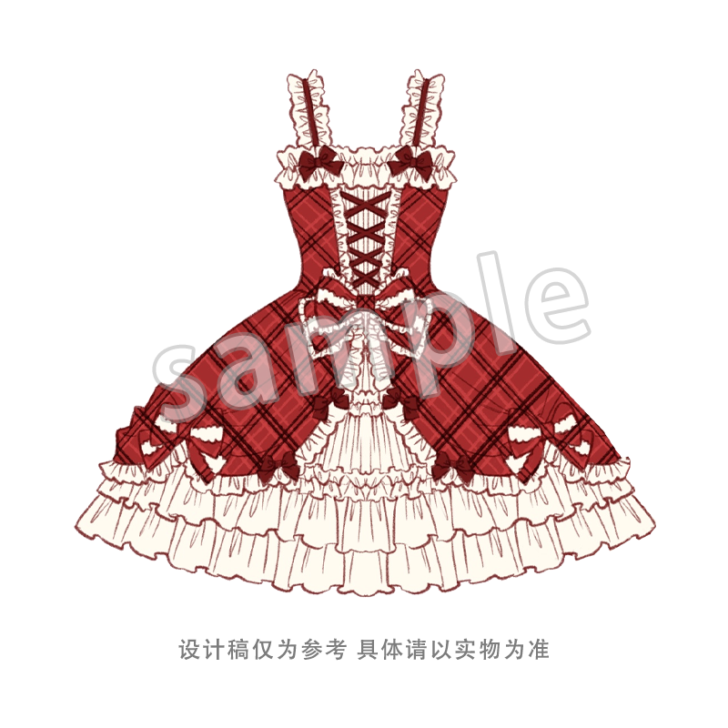 Confession Balloon - Red Plaid Cake Skirt - IP Collab Lolita Plaid JSK Dress (JSK / L M S) 43996:792164