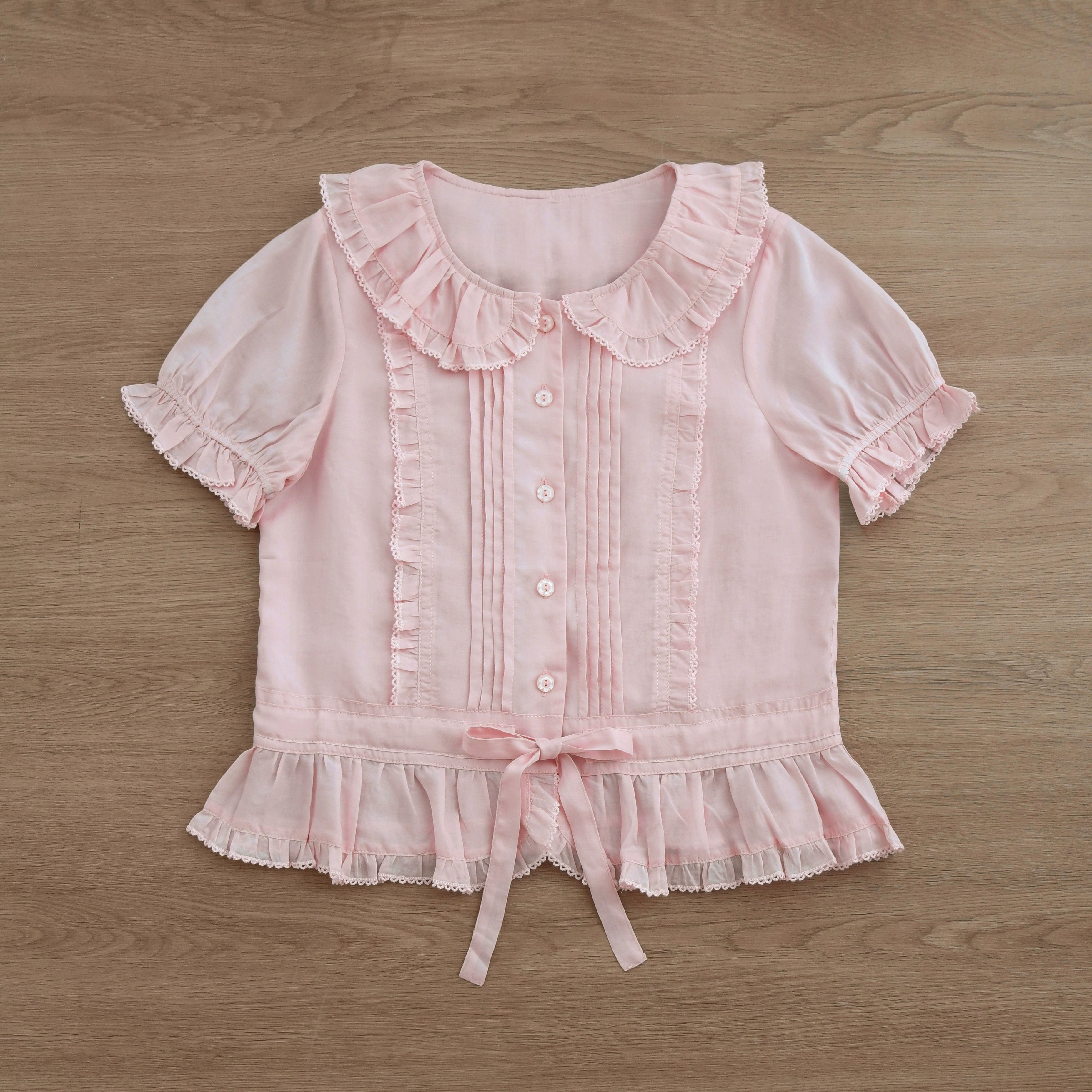 MIST - Perpetual Spring - Summer Sweet Lolita Blouse, Chiffon & Lyocell Options Pink S
